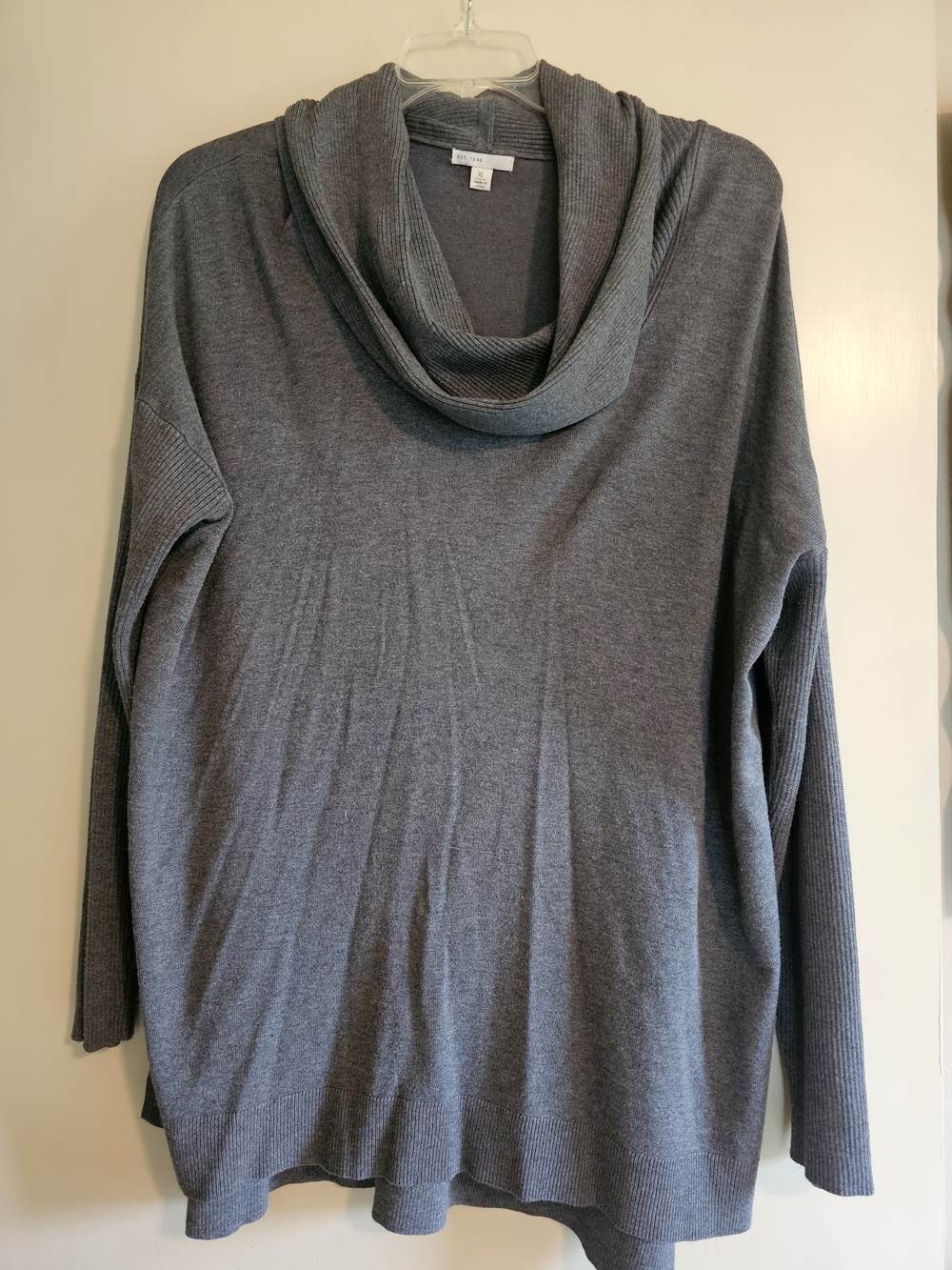 Cozy Gray Cowl Neck Women's Sweater